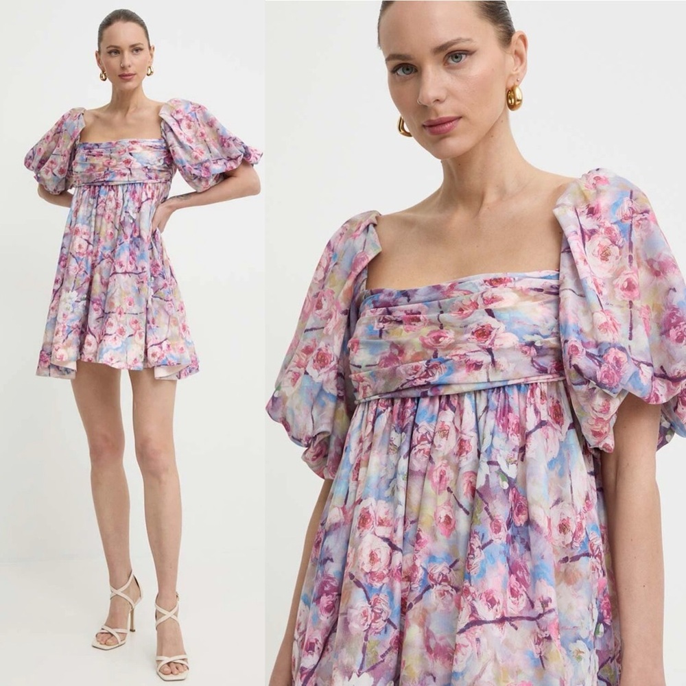 NWT Revolve Bardot Kali Tuck Floral Off The Shoulder Mini Dress Sz L US 8